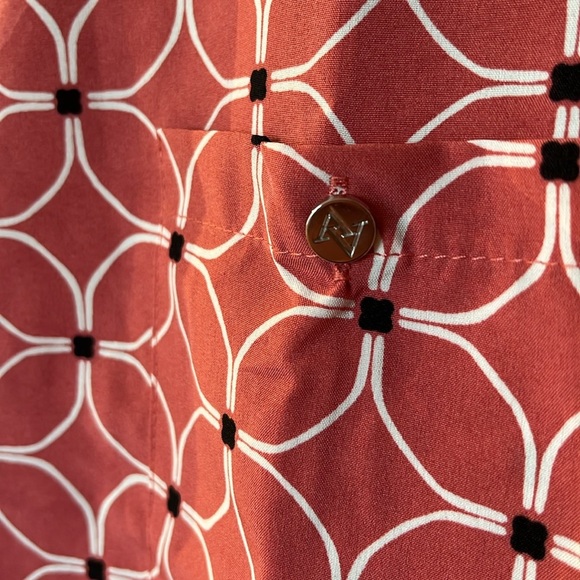 Adrienne Vittadini Geometric Salmon Colour Women's Top Short Sleeve size Large - Picture 4 of 7